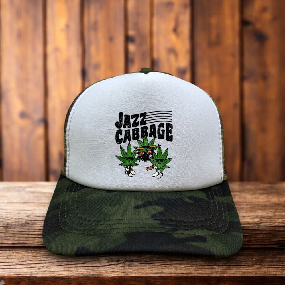 Jazz Cabbage Unisex Trucker Hat Camo Snapback Adjustable Music Baseball Cap
